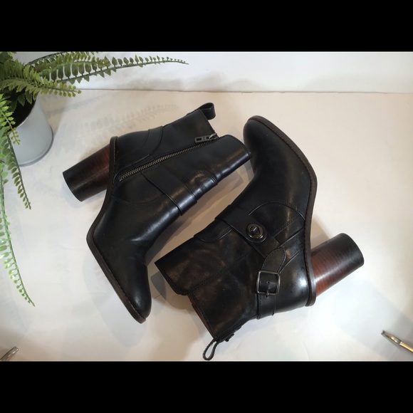COACH MOTO ANKLE BUCKLE BLK LEATHER BOOTS SZ 8.5 - Picture 3 of 14